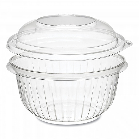 PresentaBowls Bowl/Lid Combo-Paks, Dome Lid, 16 oz, Clear, Plastic, 63/Pack, 4 Packs/Carton (C16BCD)
