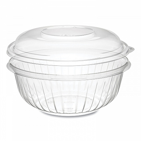PresentaBowls Bowl/Lid Combo-Paks, 32 oz, Clear, Plastic, 63/Pack, 4 Pack/Carton (C32BCD)