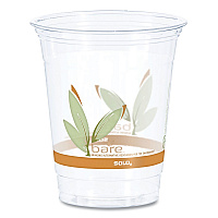 Bare Eco-Forward RPET Cold Cups, Squat, ProPlanet Seal, 12 oz to 14 oz, Plastic, Leaf Design, 50/Pack, 20 Packs/Carton (RTP12BARECT)
