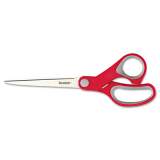 Scotch Multi-Purpose Scissors, Pointed Tip, 7" Long, 3.38" Cut Length, Gray/Red Straight Handle (1427)