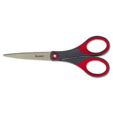 Scotch Precision Scissors, Pointed Tip, 7" Long, 2.5" Cut Length, Gray/Red Straight Handle (1447)