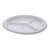 Pactiv Evergreen Laminated Foam Dinnerware, 3-Compartment Plate, 10.25" dia, White, 540/Carton (0TK10044000Y)