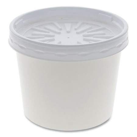 Pactiv Evergreen Paper Round Food Container and Lid Combo, 12 oz, 3.75" Diameter x 3h", White, 250/Carton (D12RBLD)