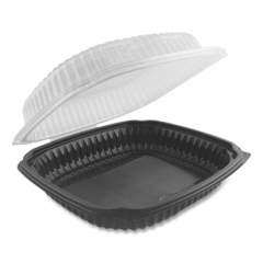 Anchor Packaging Culinary Lites Microwavable Container, 39 oz, 9 x 9 x 3.01, Clear/Black, 100/Carton (4699911)