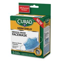 Curad Germ Shield Medical Grade Maximum Barrier Face Mask, Pleated, 10/Box (CUR812S)