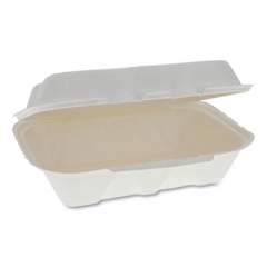 Pactiv Evergreen EarthChoice Bagasse Hinged Lid Container, Dual Tab Lock, 9.1 x 6.1 x 3.3, Natural, 150/Carton (YMCH00890001)