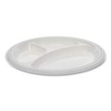 Pactiv Meadoware OPS Dinnerware, 3-Compartment Plate, 8.88" dia, White, 400/Carton (YMIC9)
