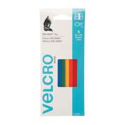 VELCRO ONE-WRAP Pre-Cut Thin Ties, 0.5" x 8", Assorted Colors, 5/Pack (90438PK)