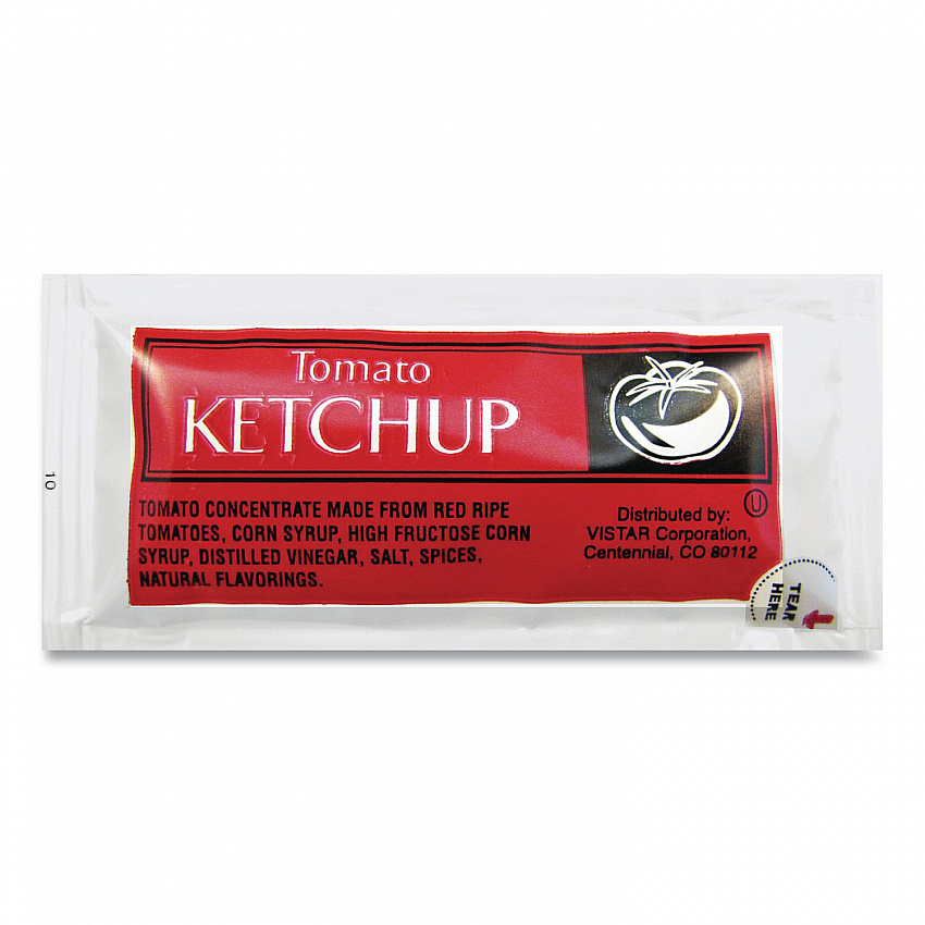Condiment Packets, Ketchup, 0.25 oz Packet, 200/Carton (80002)