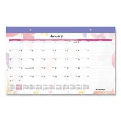 AT-A-GLANCE Watercolors Monthly Desk Pad Calendar, Watercolor Artwork, 17.75 x 11, Purple Binding/Clear Corners, 12-Month (Jan-Dec): 2022 (sk91705)