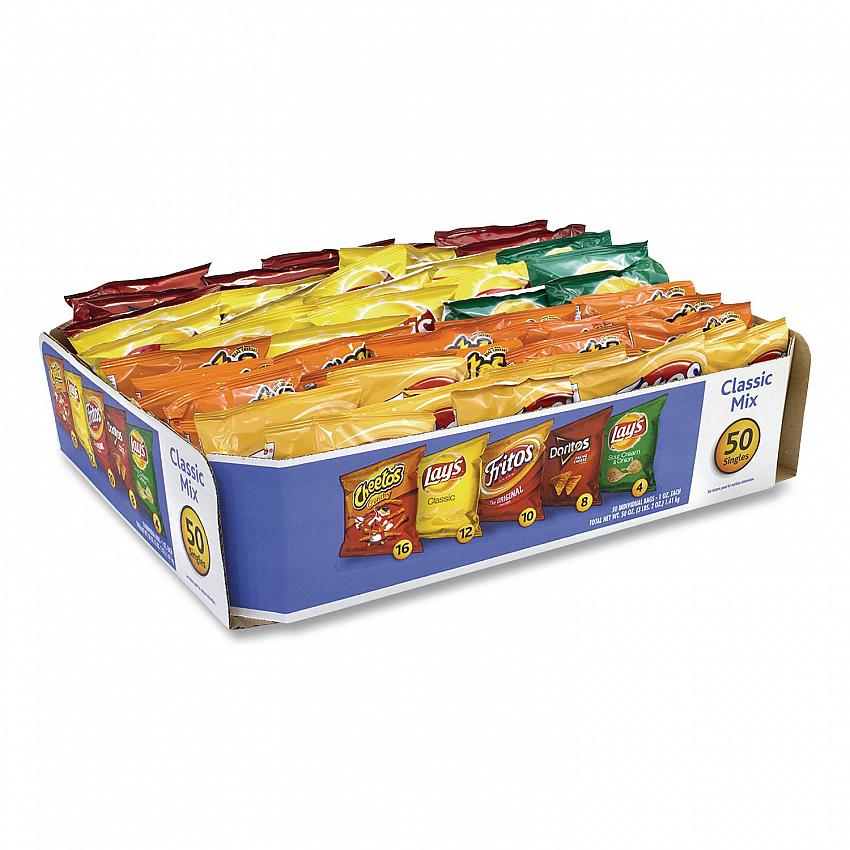 Potato Chips Bags Variety Pack, Assorted Flavors, 1 oz Bag, 50 Bags/Carton (22000403)
