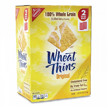 Wheat Thins Crackers, Original, 20 oz Bag, 2 Bags/Pack (22000087)