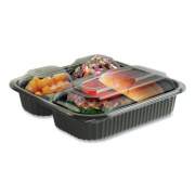Anchor Packaging Culinary Squares 2-Piece/3-Compartment Microwavable Container, 21 oz/6 oz/6 oz, 8.46 x 8.46 x 2.5, Clear/Black, 150/Carton (4118523)