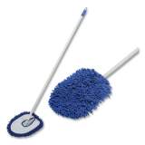 AbilityOne SKILCRAFT Microfiber Dust Mop with Handle, 13 x 10 White Microfiber Head, 48" Blue Painted Steel Handle, 6/Box (6828879)
