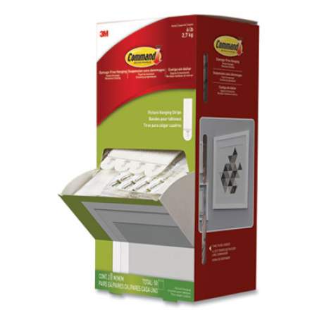 Command Picture Hanging Strips, Cabinet Pack, Removable, Holds Up to 6 lbs per Pair, 0.75 x 2.75, White, 4/Set, 50 Sets/Carton (17201CABPK)