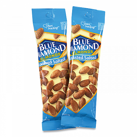 Roasted Salted Almonds, 1.5 oz Tube, 12 Tubes/Carton (22000735)