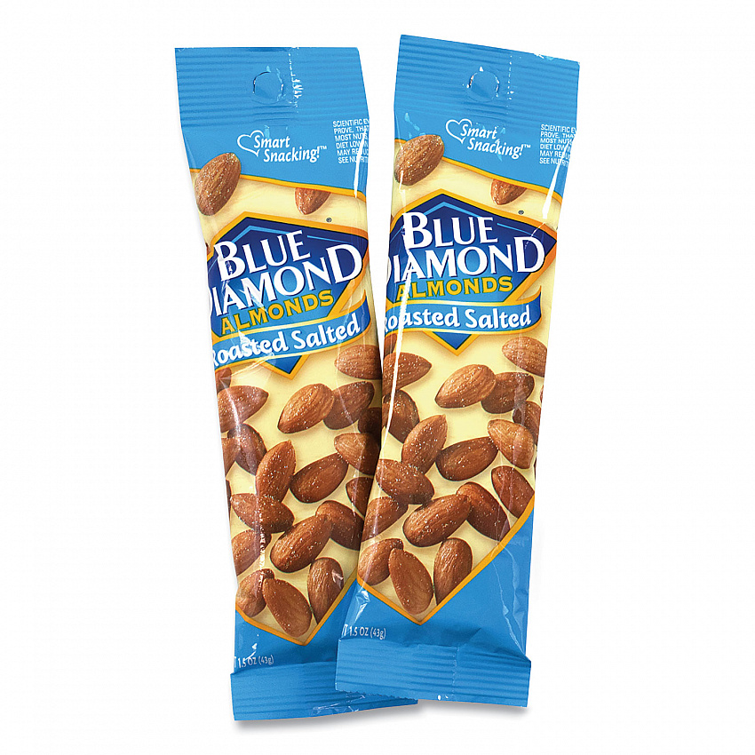 Roasted Salted Almonds, 1.5 oz Tube, 12 Tubes/Carton (22000735)