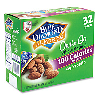 Whole Natural Almonds On-the-Go, 0.63 oz Pouch, 32 Pouches/Carton (22000512)