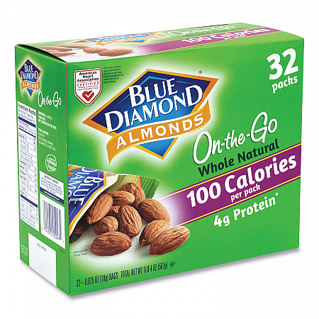 Whole Natural Almonds On-the-Go, 0.63 oz Pouch, 32 Pouches/Carton (22000512)
