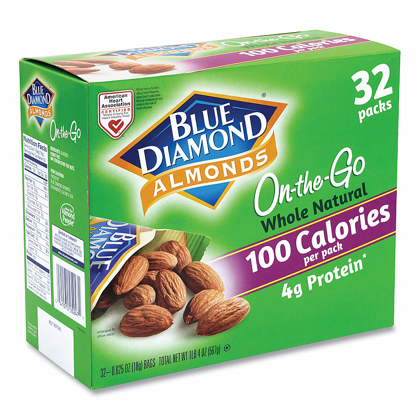 Whole Natural Almonds On-the-Go, 0.63 oz Pouch, 32 Pouches/Carton (22000512)