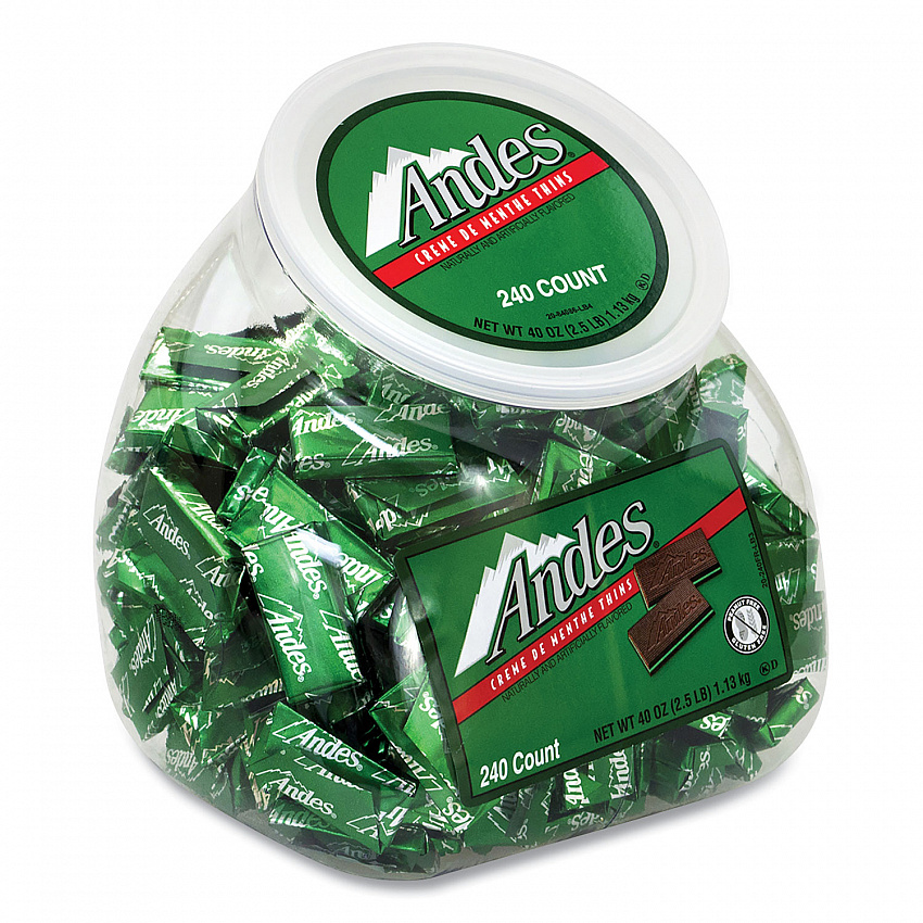 Creme de Menthe Chocolate Mint Thins, 240 Pieces/40 oz Tub, 1 Tub/Carton (20906034)