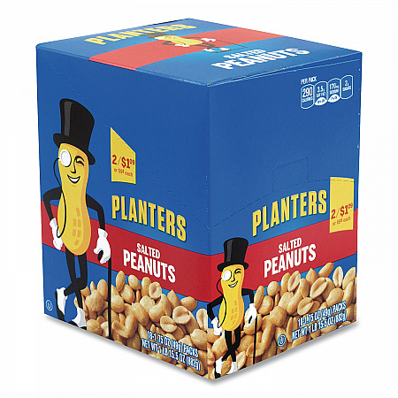 Salted Peanuts, 1.75 oz Pack, 18 Packs/Box (20900627)