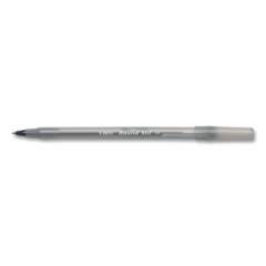 BIC Round Stic Xtra Life Ballpoint Pen, Stick, Medium 1 mm, Black Ink, Smoke Barrel, 10/Pack (587621)