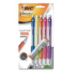 BIC Velocity Original Mechanical Pencil, 0.7 mm, HB (#2), Black Lead, Assorted Barrel Colors, 5/Pack (612950)