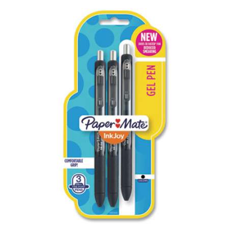 Paper Mate InkJoy Gel Pen, Retractable, Fine 0.5 mm, Black Ink, Black Barrel, 3/Pack (1958177)