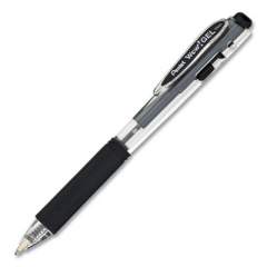 Pentel WOW! Gel Pen, Retractable, Medium 0.7 mm, Black Ink, Clear/Black Barrel, 12/Pack (815959)