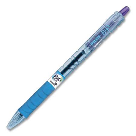 Pilot B2P Bottle-2-Pen Recycled Ballpoint Pen, Retractable, Medium 1 mm, Purple Ink, Translucent Blue Barrel, Dozen (343208)