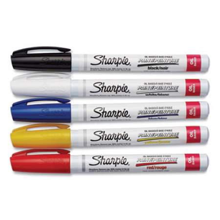 Sharpie Permanent Paint Marker, Fine Bullet Tip, Assorted Colors, 5/Pack (37371)