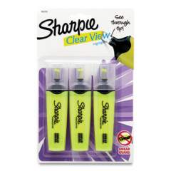 Sharpie Clearview Tank-Style Highlighter, Yellow Ink, Chisel Tip, Yellow/Black/Clear Barrel, 3/Pack (1147578)