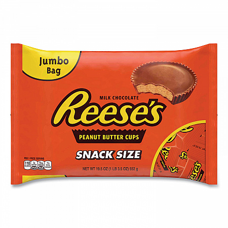 Snack Size Peanut Butter Cups, Jumbo Bag, 19.5 oz Bag (24600012)