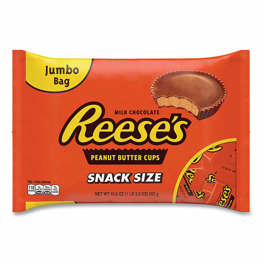 Snack Size Peanut Butter Cups, Jumbo Bag, 19.5 oz Bag (24600012)