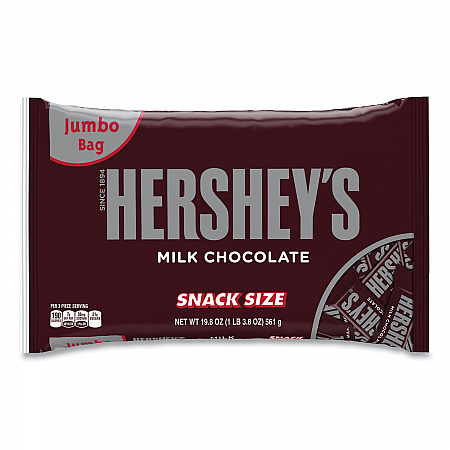 Snack Size Bars, Milk Chocolate, 19.8 oz Bag (24600010)