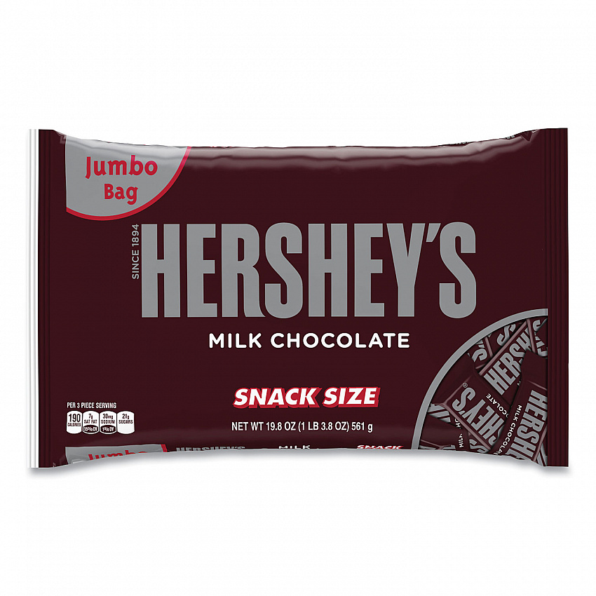 Snack Size Bars, Milk Chocolate, 19.8 oz Bag (24600010)