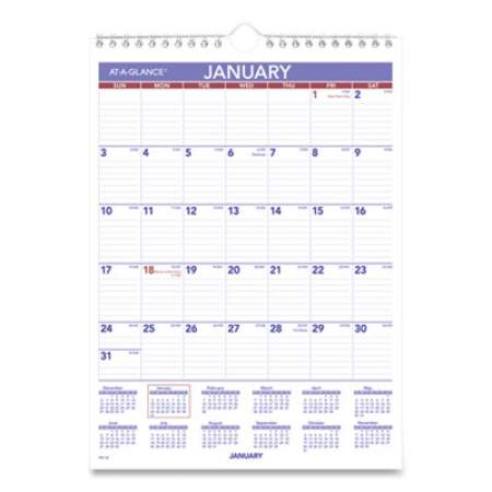 AT-A-GLANCE Monthly Wall Calendar with Ruled Daily Blocks, 8 x 11, White Sheets, 12-Month (Jan to Dec): 2022 (PM128)