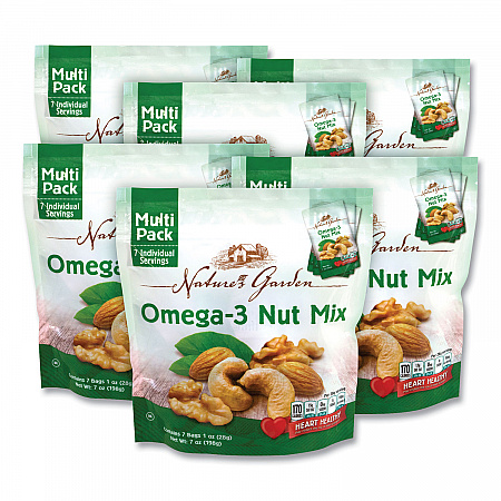 Omega-3 Nut Mix, 1 oz Pouch, 7 Pouches/Pack, 6 Packs/Carton (29400007)