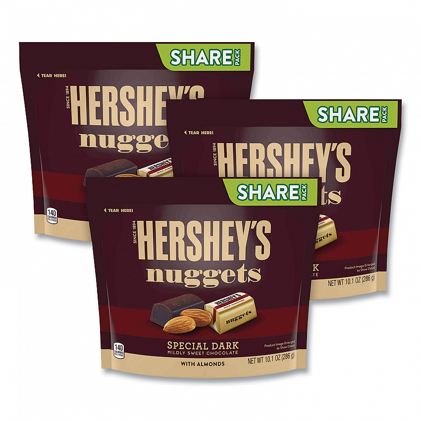 Nuggets Share Pack, Special Dark with Almonds, 10.1 oz Bag, 3/Pack (24600444)