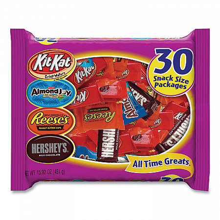 All Time Greats Milk Chocolate Variety Pack, 15.92 oz Bag, 30 Pieces/Bag, 2 Bags/Pack (24601148)