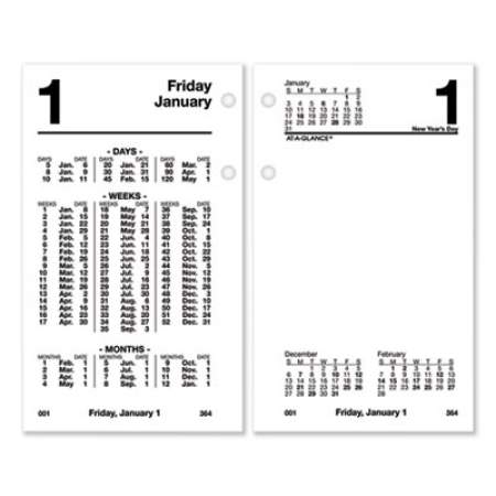 AT-A-GLANCE Financial Desk Calendar Refill, 3.5 x 6, White Sheets, 2022 (S17050)