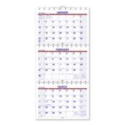 AT-A-GLANCE Move-A-Page Three-Month Wall Calendar, 12 x 27, White/Red/Blue Sheets, 15-Month (Dec to Feb): 2021 to 2023 (PMLF1128)
