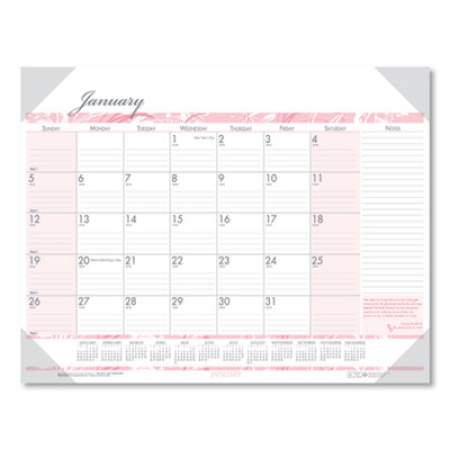 House of Doolittle Recycled Monthly Desk Pad Calendar, Breast Cancer Awareness Artwork, 18.5 x 13, Black Binding/Corners,12-Month(Jan-Dec): 2022 (1466)