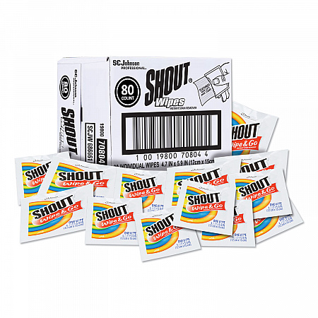 Wipe and Go Instant Stain Remover, 4.7 x 5.9, Unscented, White, 80 Packets/Carton (686661)