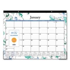 Blue Sky Lindley Desk Pad, Floral Artwork, 22 x 17, White/Multicolor Sheets, Black Binding, Clear Corners, 12-Month (Jan-Dec): 2022 (100018)
