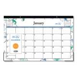 Blue Sky Lindley Desk Pad, Floral Artwork, 17 x 11, White/Multicolor Sheets, Black Binding, Clear Corners, 12-Month (Jan-Dec): 2022 (100024)
