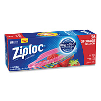Double Zipper Storage Bags, Triple System Seal, Gallon, 10.56" x 10.75", Clear, 38/Box (383233BX)