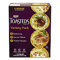 Toasteds Party Pack Cracker Assortment, 8 oz Box, 5 Assorted Boxes/Carton (90000116)