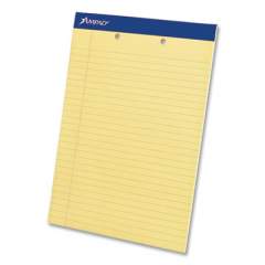 Ampad Perforated Writing Pads,Wide/Legal Rule, Canary Sheets, 2-Hole Top Punched, 8.5 x 11.75, 50 Sheets, Dozen (353666)